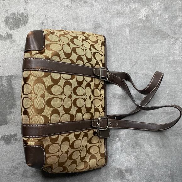 Coach Signature 6042 Canvas Leather Tote Bag Brown Used - Picture 6 of 12